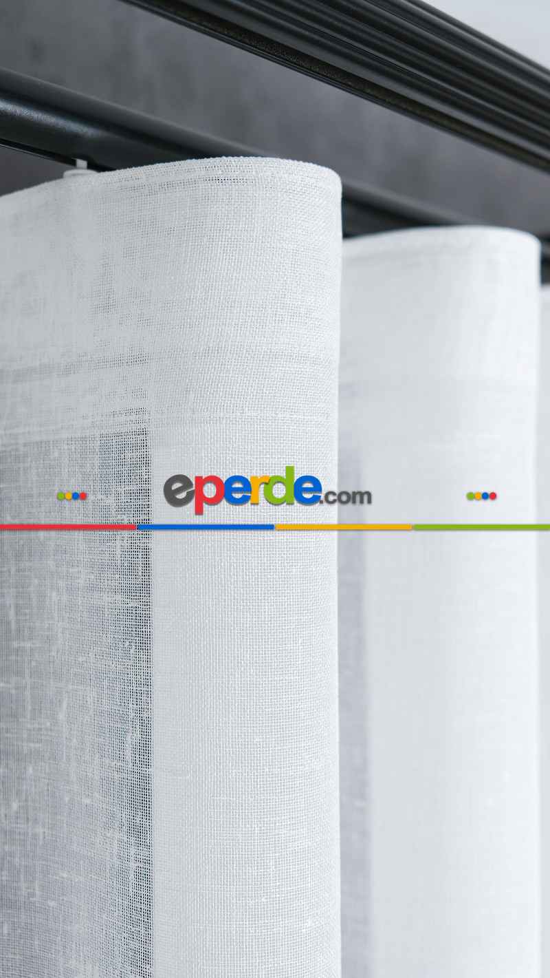 Keten Ekru Sarı Degrade Geçişli Tül Perde, Ağır Gramajlı Premium Seri, Eteği Kurşunlu