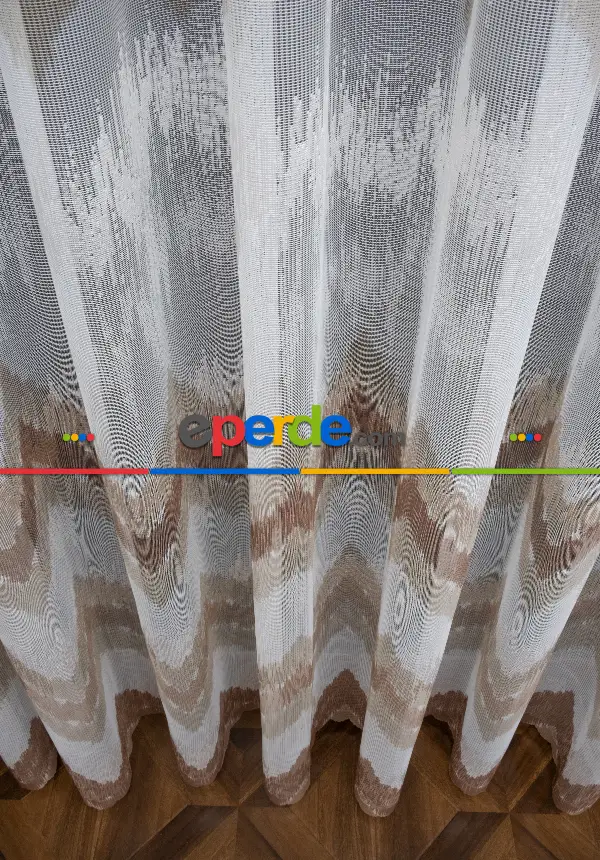 Salon Tül - Harmony Tül Yeni Tasarım Renkli Kahve Bej Vizon