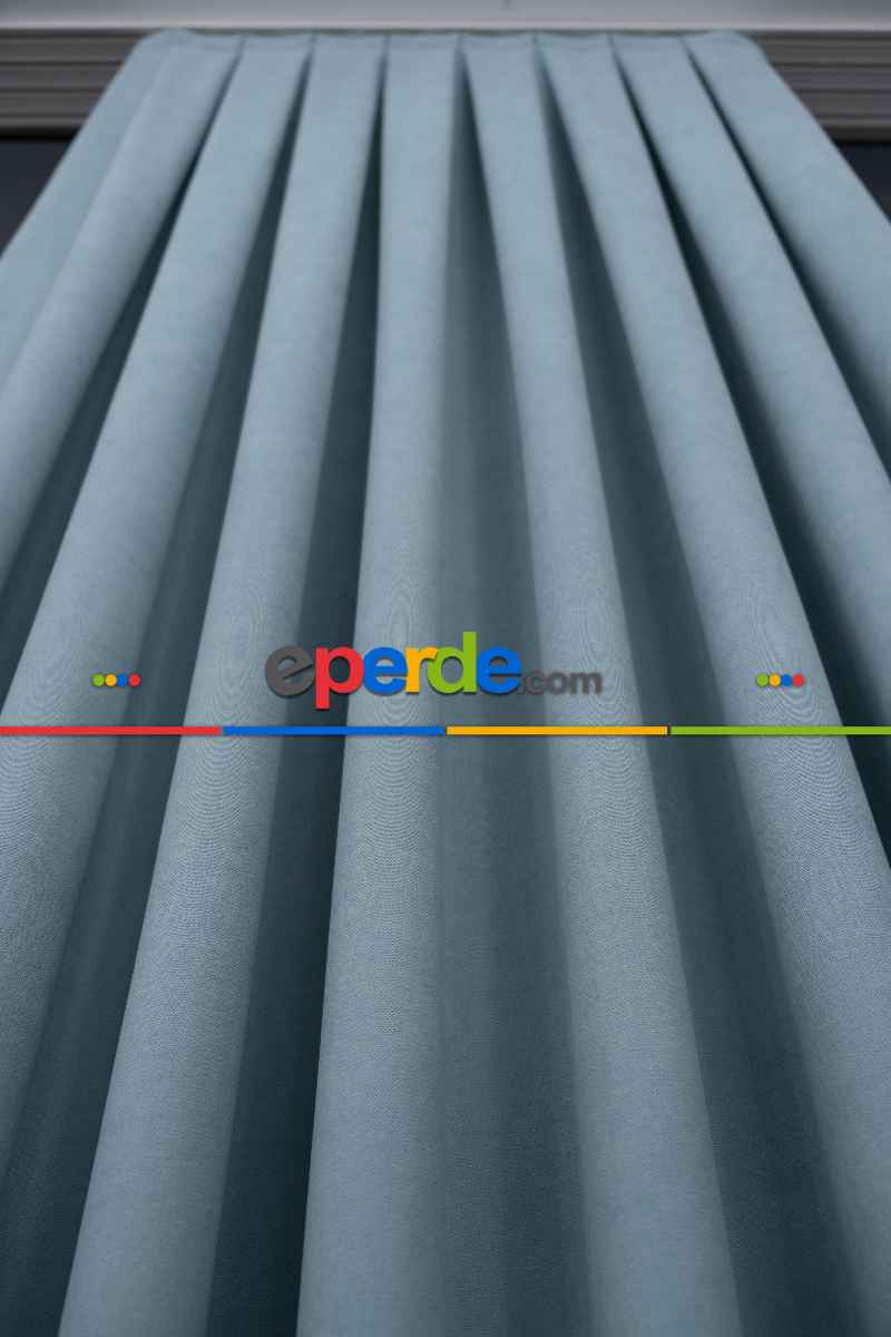 Salon - Mint Yeşli Düz F0n Perde Dökümlü En 