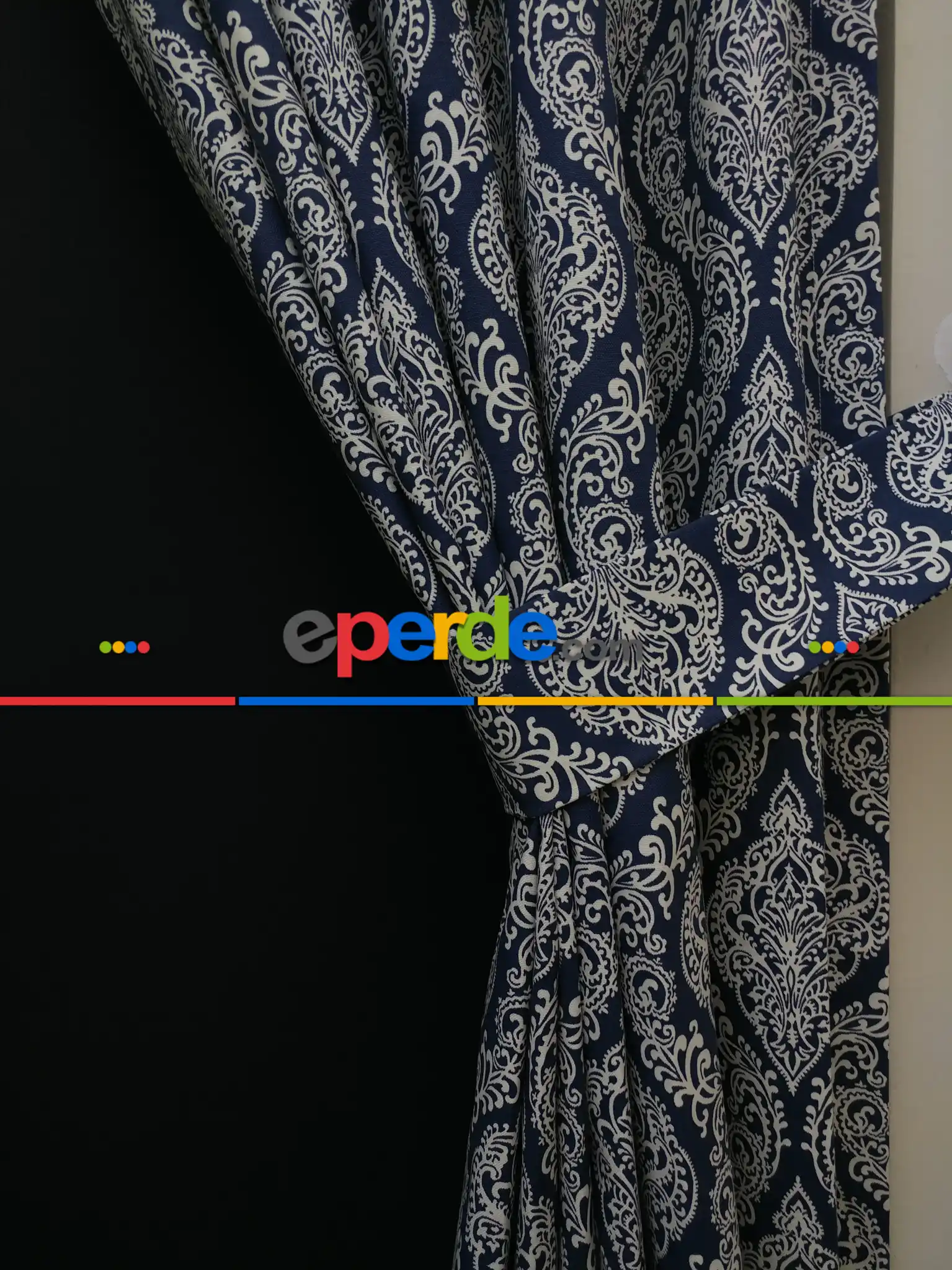 Salon Fon Perde - Damask Desenli Salon Odası Fon Perde- Beyaz