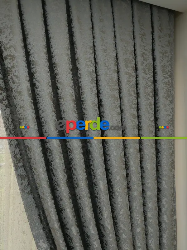 Gri Duz Jakar Fon Perde (150)- Gri-füme-antrasit
