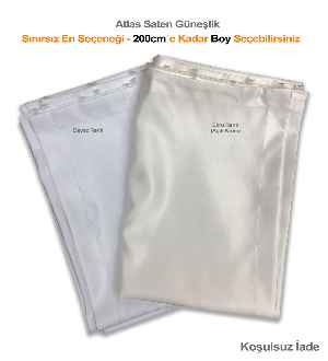 1.kalite Beyaz Ve Krem Atlas Saten Güneşlik - Beyaz-ekru