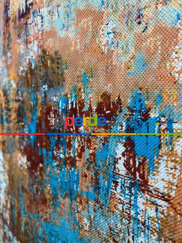 Modern Desenli Fon Perde 7 - ( Kalın Pamuklu Kumaş)- Kahve Venge-mavi Açık-mavi Koyu-ekru-hardal Sarısı