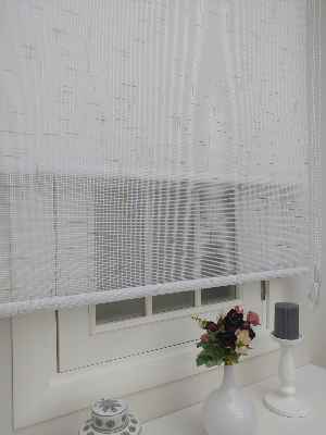 Keten Tül Stor Wicker - Çiftli Sistem Tül Stor Perde (wicker) Prag 01- Krem-krem Açık