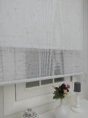 Keten Tül Stor Wicker - Çiftli Sistem Tül Stor Perde (wicker) Prag 01- Krem-krem Açık