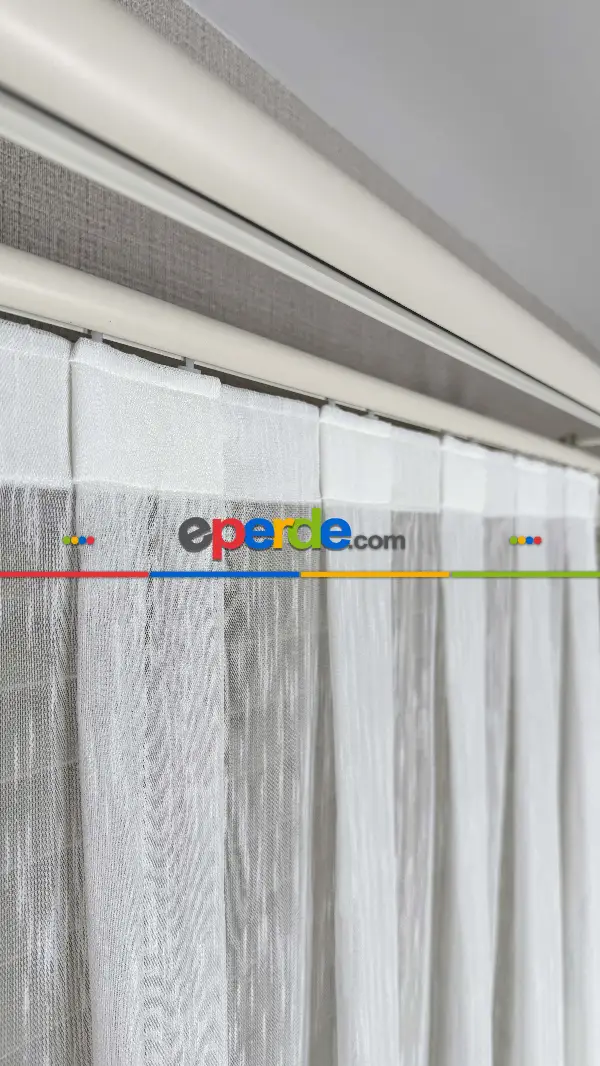 Ekru, Seyrek Pile, Bambu Şantuk, Tül Perde,yumuşak, Dökümlü