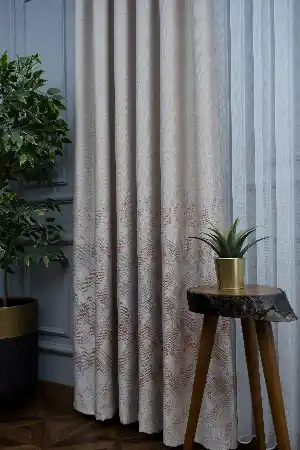 Modern Pano Fon Perde Renk Geçişli Çift Renk - 505- Bej-gri Açık-pembe Koyu-kiremit Rengi