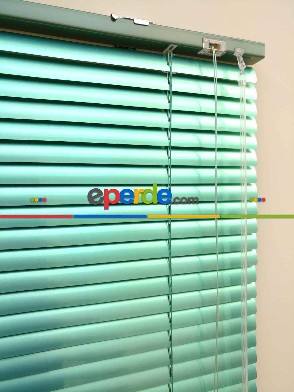Simli Mint- Alüminyum Jaluzi Perde - 25mm Kalınlığında ( Parlak)- Mint-su Yeşili