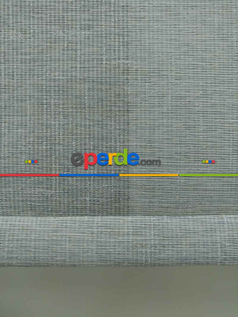 2025 Sezonu - Çiftli Sistem Naturel Keten Tül Stor- Mavi Grimsi