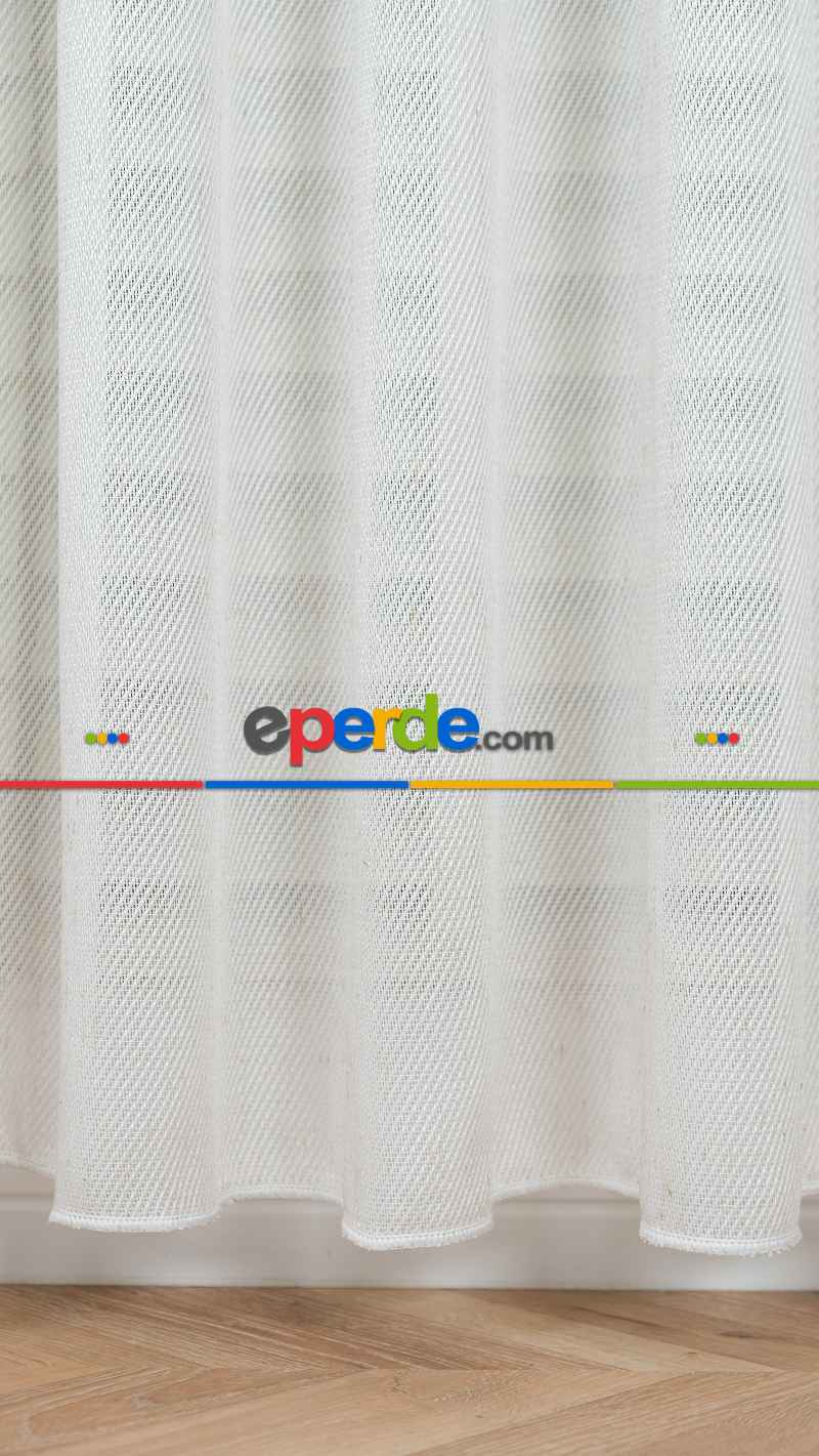 Ekru Sütlü Kahve Kırçıllı Tül Perde, Ağır Gramajlı Premium Seri, Kurşunlu Etek