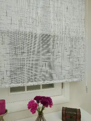 Salon - Keten Tül Stor Wicker - Çiftli Sistem Tül Stor Perde (wicker)- Gri-füme-antrasit