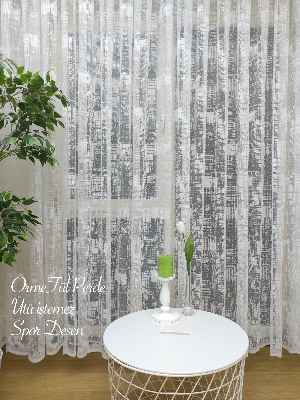 Kampanya Spor Patine Desenli Fransız Dantel 2023 Tül Perde- Ekru