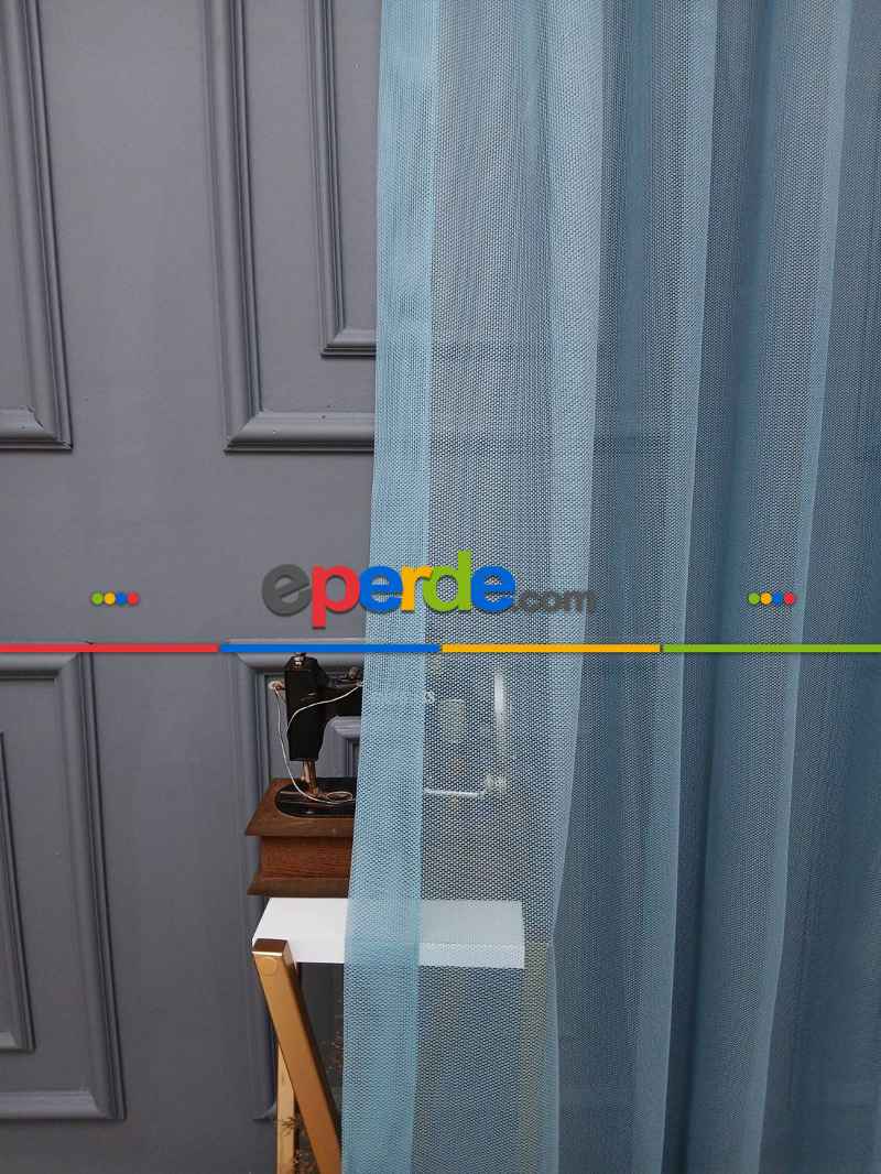 Taç Cemre Düz Örme Mint Tül Perde