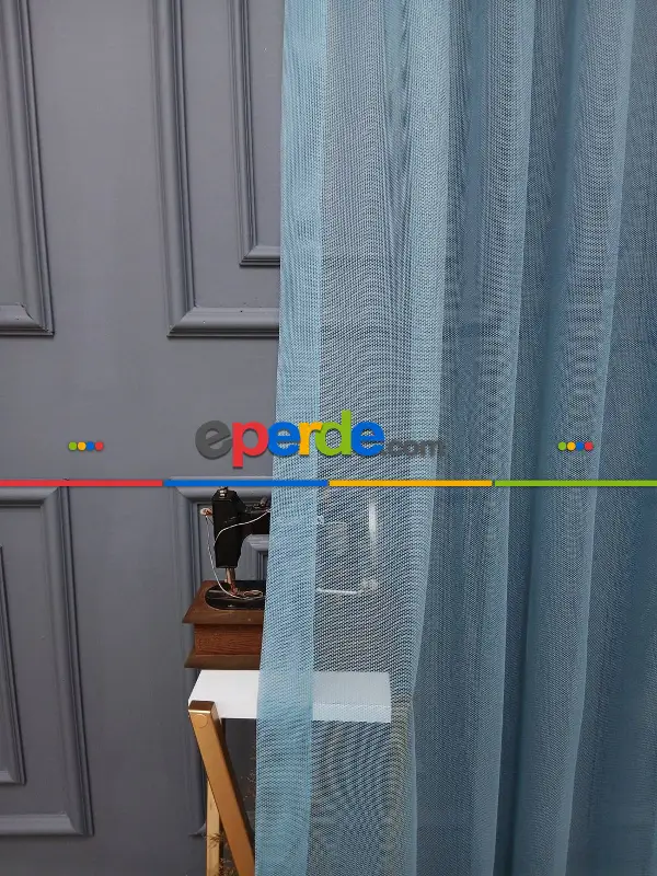 Taç Cemre Düz Örme Mint Tül Perde