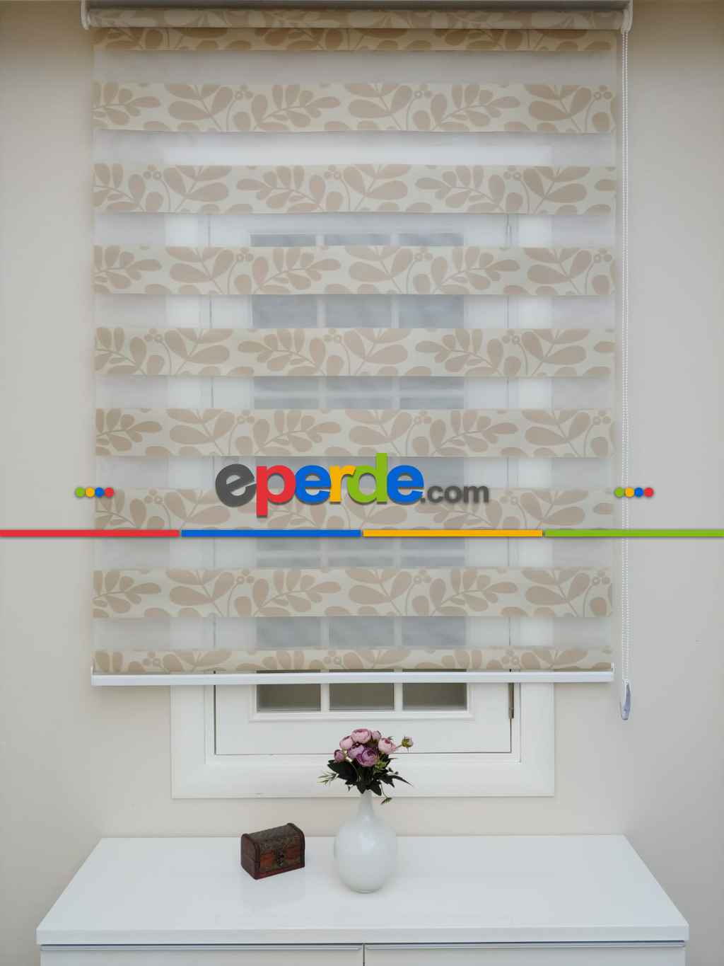 Jakarlı Zebra Perde- Kahverengi