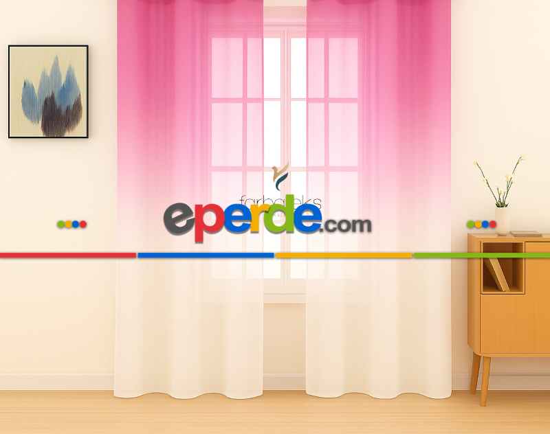 Fuşya Üstden Renk Geçişli Tül Perde