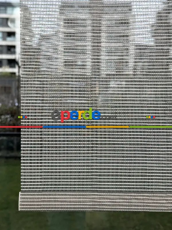 Gri Çiftli Sistem Tül Stor Perde, Standart Metal Kasalı Yüksek Kalite Kornişe Kolay Montaj Seçenekli