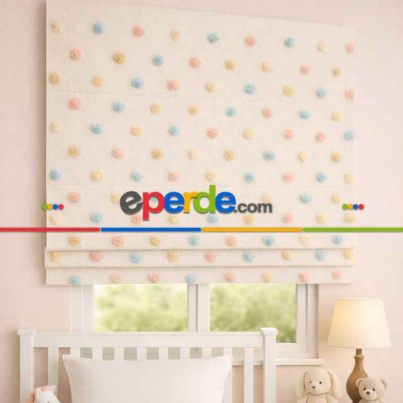 Katlamalı Fon Perde – Ponpon Desenli Mekanizmalı Perde