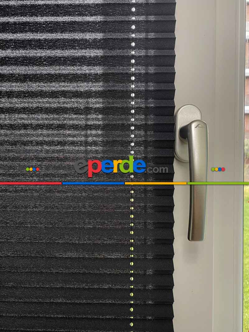 Mutfak - Plisel Perde, Siyah Diamond Seri Cam Balkon Perdesi 1. Kalite (matkapsız Montaj Yaylı Sistem)