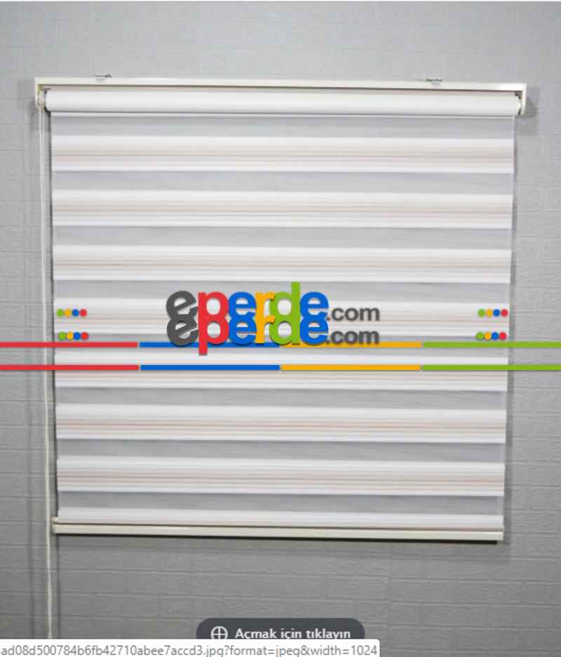 Mutfak - Beyaz Açık Kahve Pilise Zebra Perde- Beyaz-kahve Açık- Çok Renkli 2