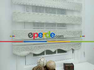 Jakarlı Zebra Perde Bdz-21- Krem-altın Simli