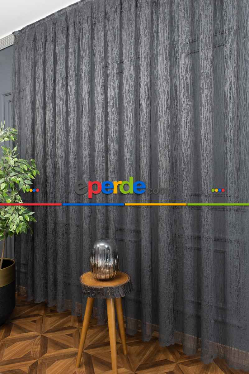 Yeni Tasarım Moda Cam Kırığı Örme Tül Perde Gri - Füme - Antrasit