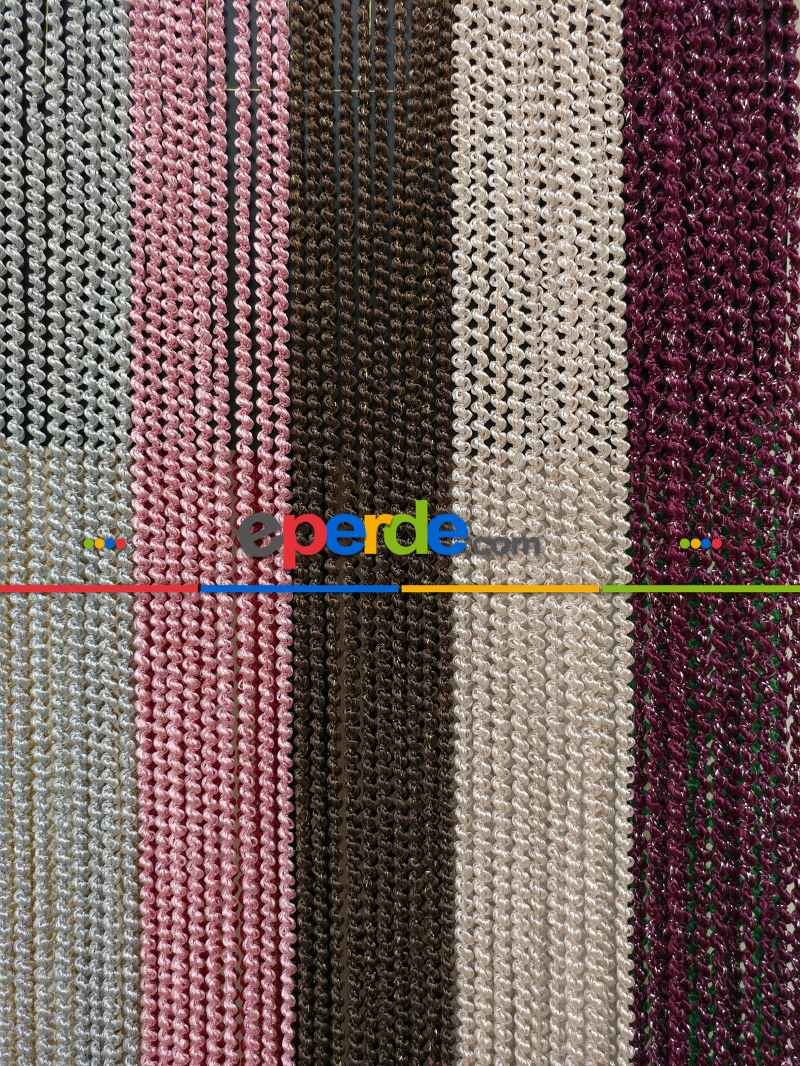 Pembe Rengi İp Perde Bukle Serisi- Pembe-gümüş