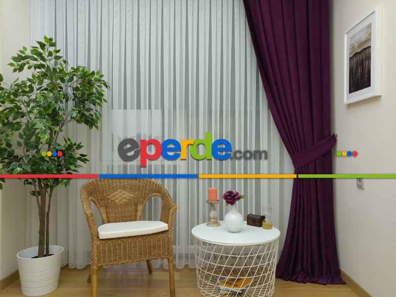 Soft Mürdüm Fon Perde (180)- Mor Patlıcan Moru