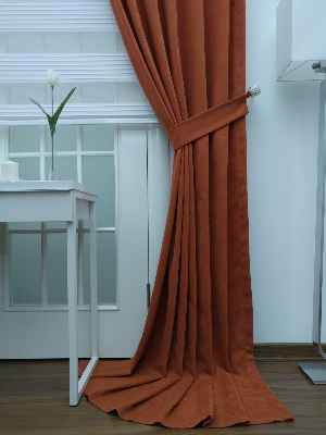 Kiremit Rengi - Düz Fon Perde- Kiremit Rengi