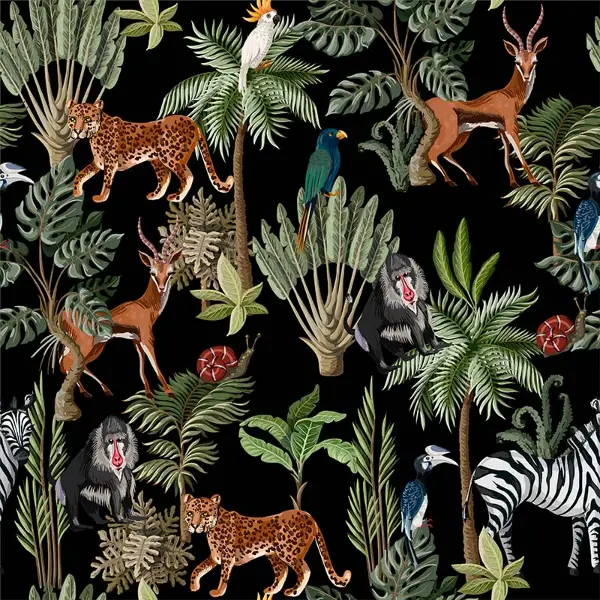 Tropikal Hayvan Desenli Fon Perde Evm581 Kumaşı Kalındır Duck Bezi Değildir- Yeşil-Mavi-Gri-Füme-Antrasit-Sarı-Beyaz-Turuncu