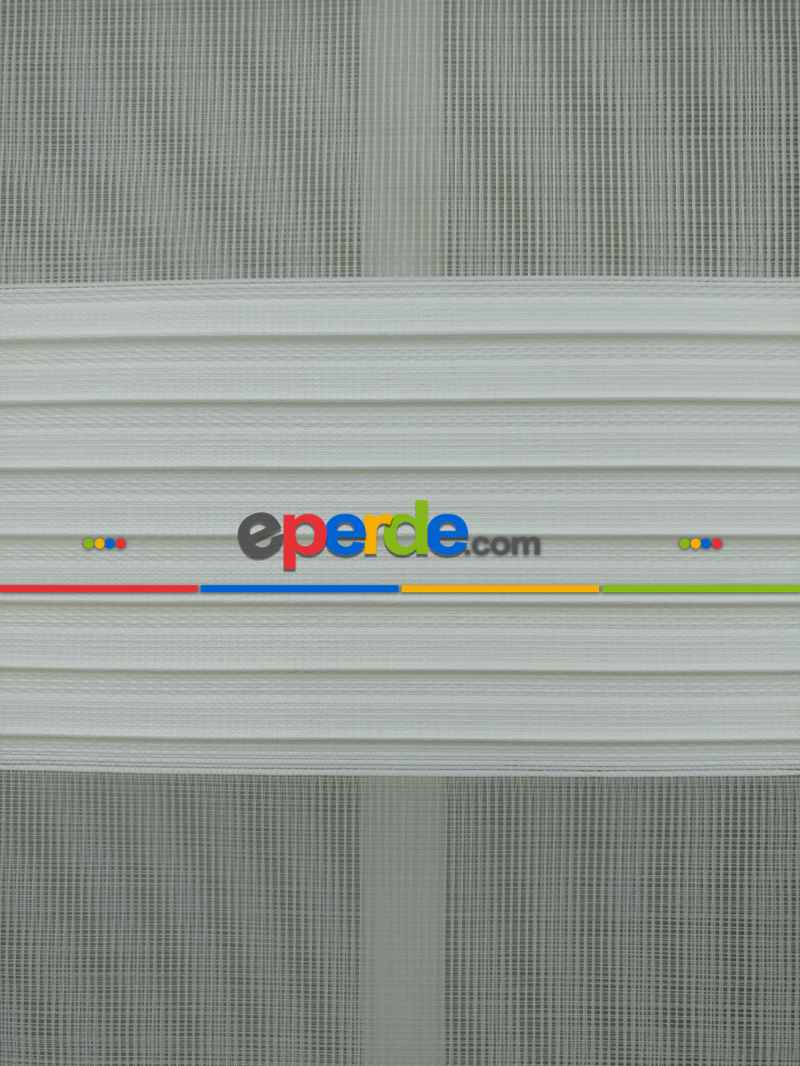 Beyaz Renk Plise Zebra Perde (kalın Zeminli)- Beyaz