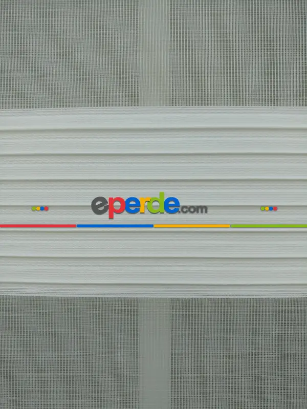 Beyaz Renk Plise Zebra Perde (kalın Zeminli)- Beyaz