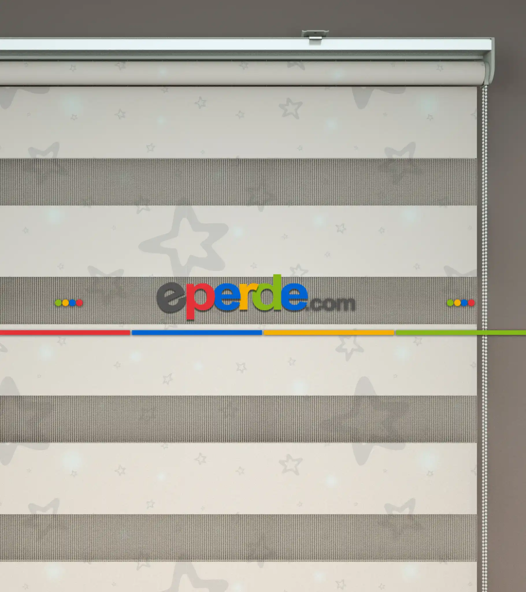 Yıldız Desenli Baskılı Zebra Perde- Çok Renkli