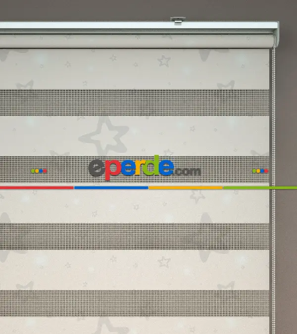 Yıldız Desenli Baskılı Zebra Perde- Çok Renkli