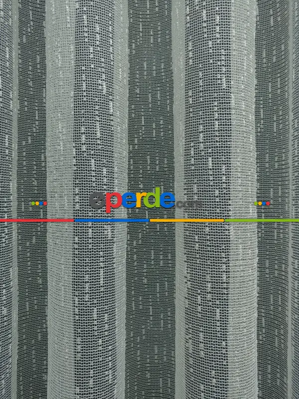 Ekru Renk Şantuk Keten Örme Tül Perde ( Etek Katlamalı )- Ekru