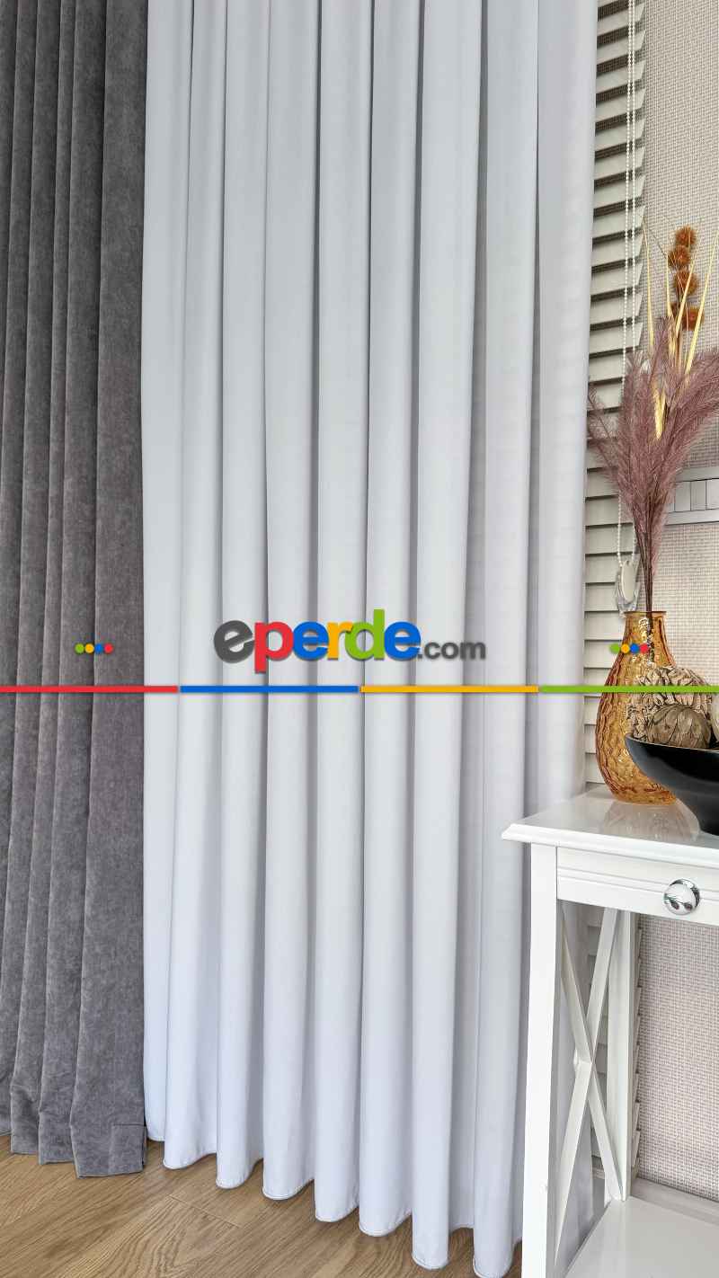 Açık Gri İpek Krep Düz Tül Perde, Premium Kalite Serisidir. Sılk Crepe - Grey