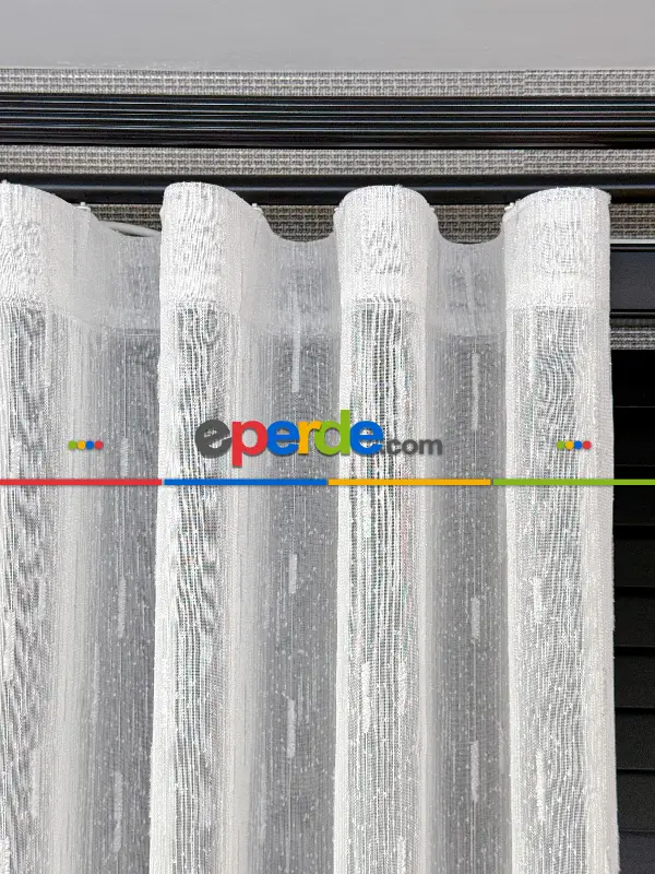 Salon Sakallı Şantuk Tül Perde - Gümüş Simli Ekru Zemin - Ürün Videosu Açıklamada Vardır