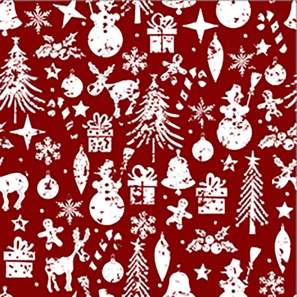 Yılbaşı Desenli Fon Perde Evm751-7 Kumaşı Kalındır Duck Bezi Değildir- Beyaz-Bordo