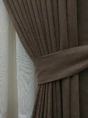 Kahve - Düz Fon Perde ( En 150cm Dökümlü Fon Perde )- Kahve