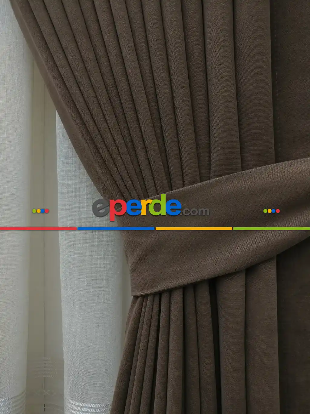 Kahve - Düz Fon Perde ( En 150cm Dökümlü Fon Perde )- Kahve