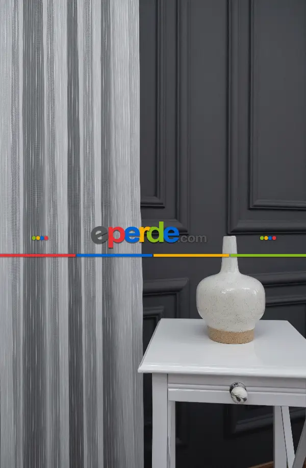 Mutfak - Göktaşı Düz Tül Perde - Ekru - Kurşunlu Tül