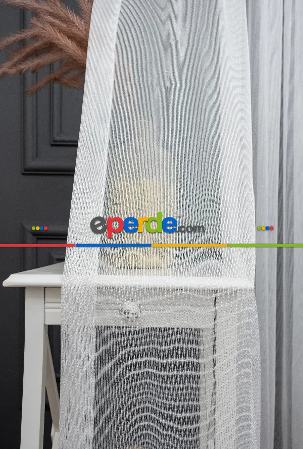 Salon - Çelik Tül Ekru Gramajlı Dökümlü - Kurşunlu Tül