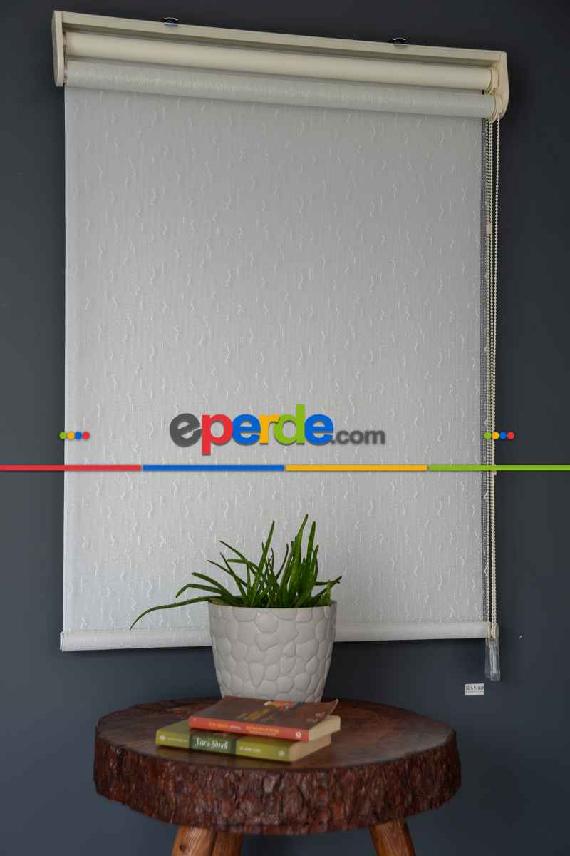 Halim Perdesan Dacuz-91 Beyaz Renk Etekli Veya Eteksiz Çift Mekanizmalı Tül Stor Perde