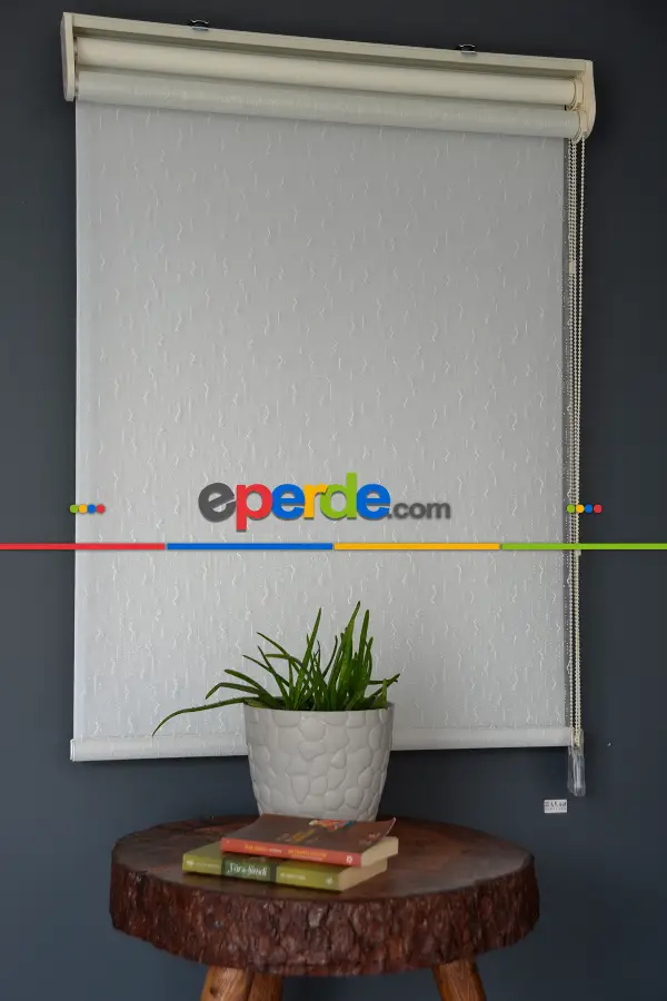 Halim Perdesan Dacuz-91 Beyaz Renk Etekli Veya Eteksiz Çift Mekanizmalı Tül Stor Perde