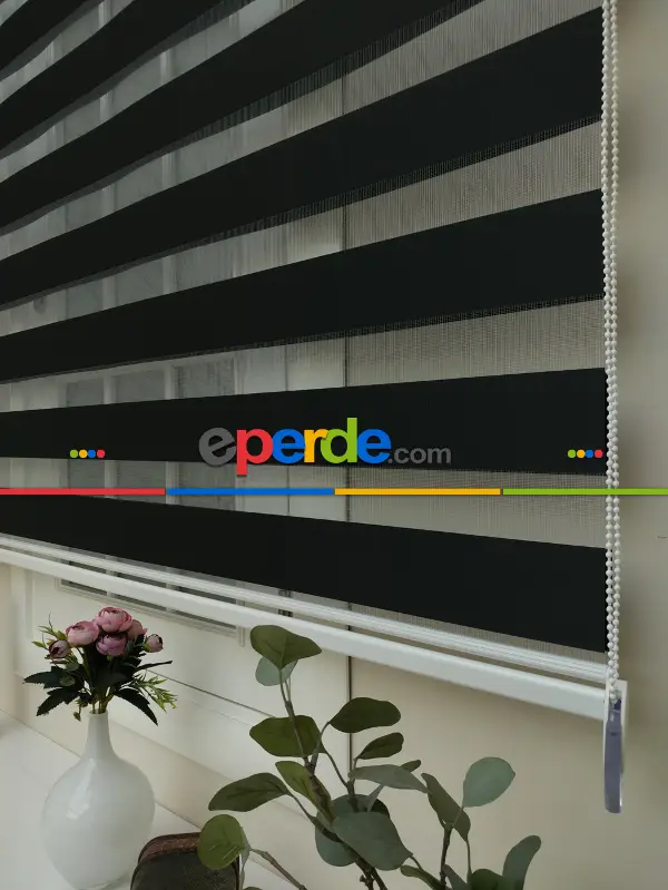 Genç Odası - Zebra Perde - Düz Zebra Perde- Siyah