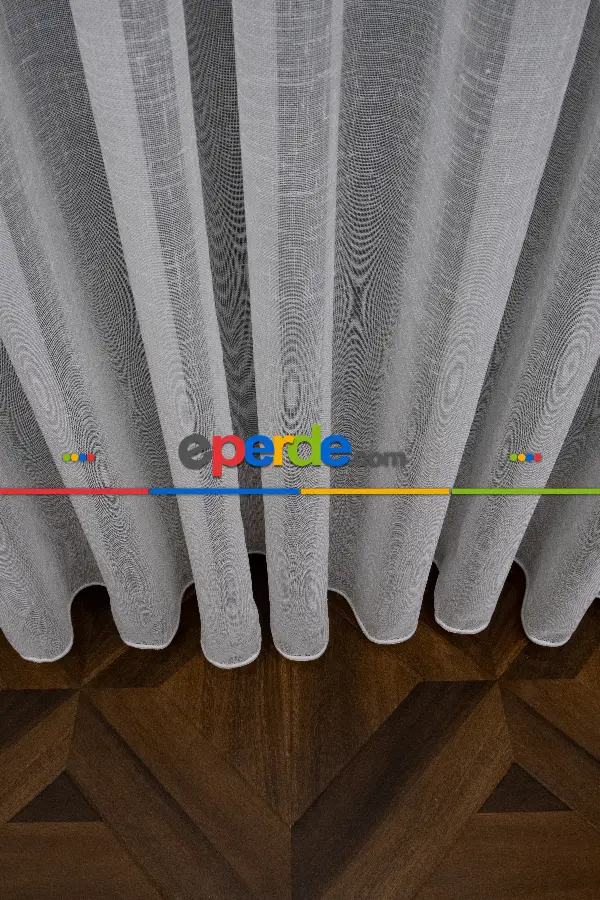 Keten Tül Ütü İstemez Dökümlü Tül - İtinalı Dikiş - Amerikan Pile