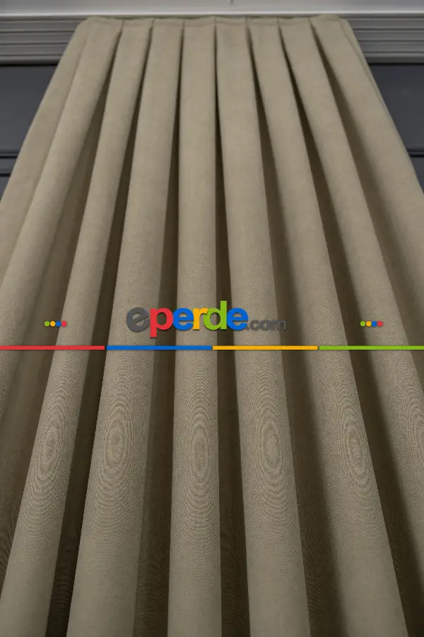 Taş Rengi Düz Fon Perde Dökümlü Fon Perde