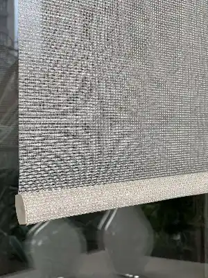 Ekru Krem Çiftli Sistem Tül Stor Perde, Standart Metal Kasalı Yüksek Kalite Kornişe Kolay Montaj Seçenekli