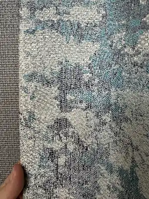 Patinedesenli Petrol Turkuaz Yeşili Desenli Jakar Fon Perde (285 En)- Gri-füme-antrasit-petrol Mavisi