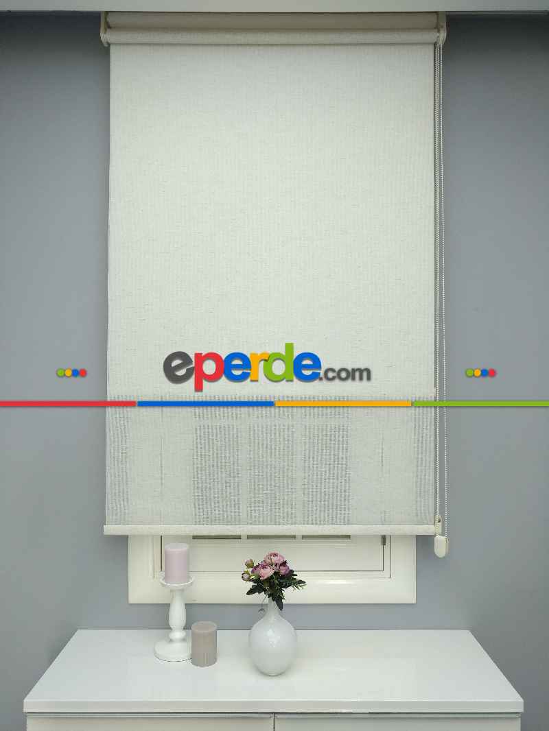 Çiftli Sistem Naturel Keten Tül Stor- Bej